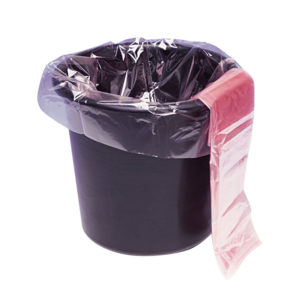 Static dissipative waste bins and bags