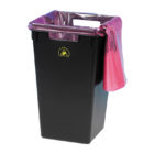 Static dissipative waste bins and bags